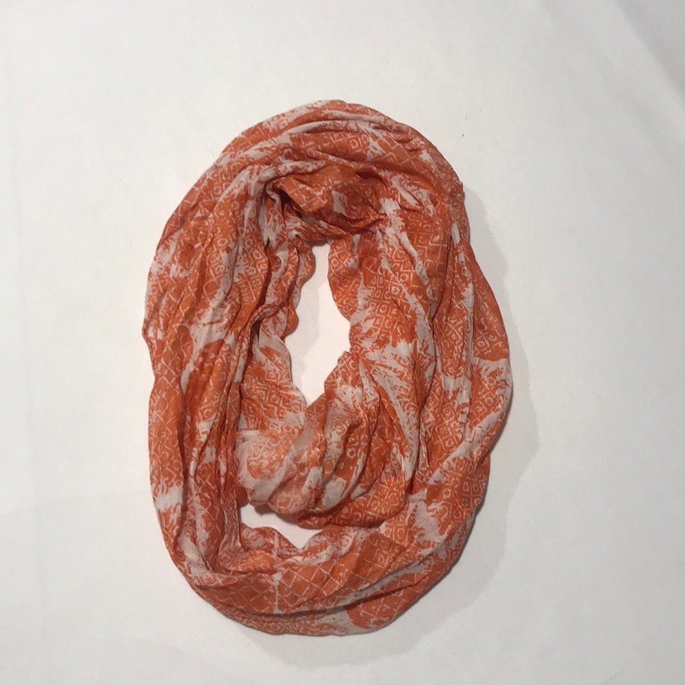 Orange, pineapple print, infinity scarf